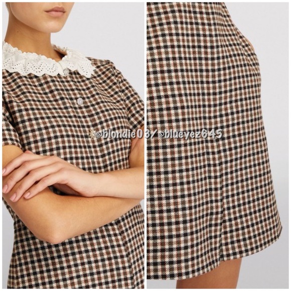 Maje check lace collar dress 38/US6 - Picture 3 of 6